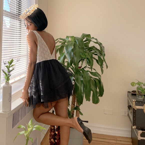 Lace Pearl and Tulle Cocktail Dress - Picture 2 of 12